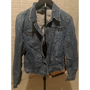 Style & Co Denim Jacket‎ Womens Small S Blue Jean Zip Pockets Button Up